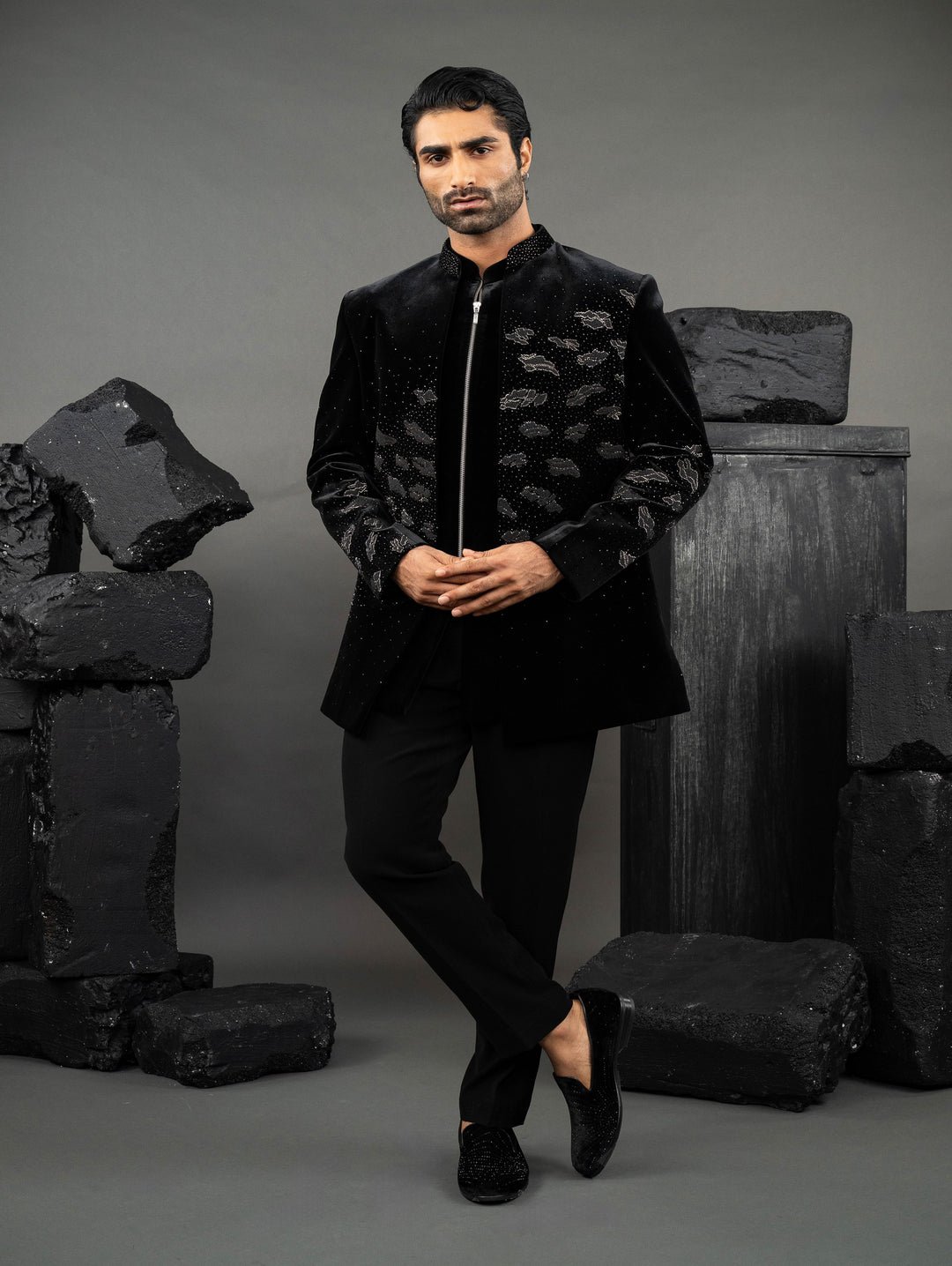 Soft cloud style Black Indo-western