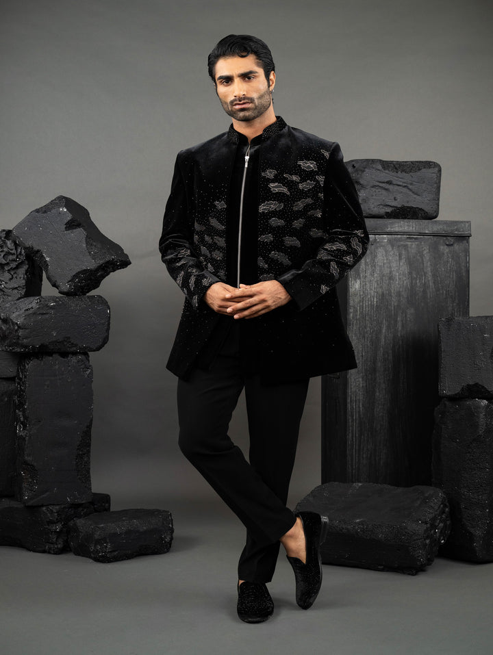 Soft cloud style Black Indo-western