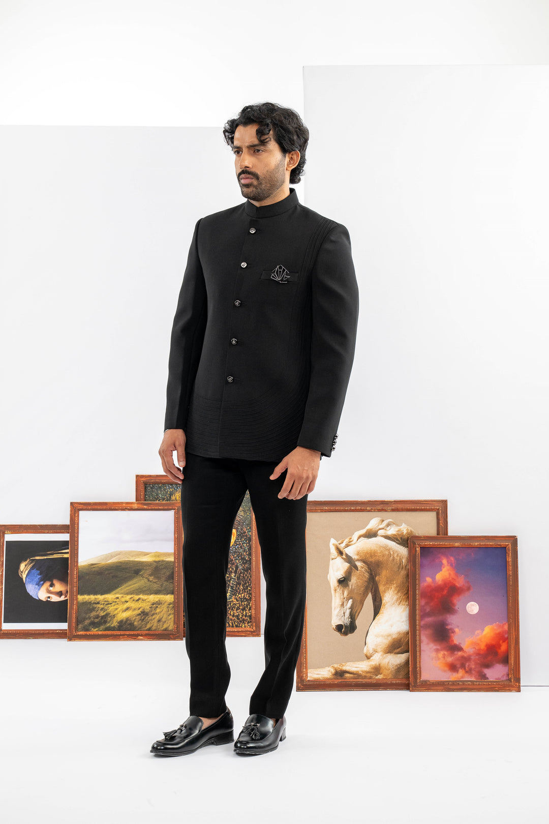 Black Japanese Fabric Jodhpuri Set – Image 4