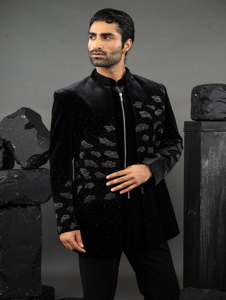 Soft cloud style Black Indo-western