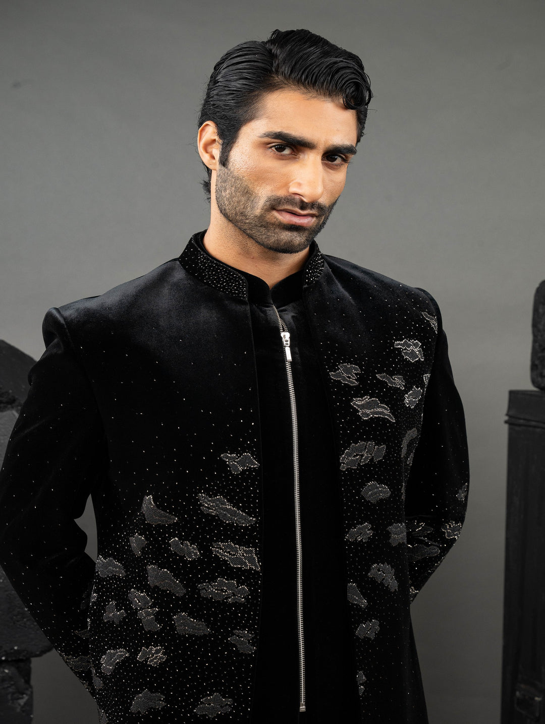 Soft cloud style Black Indo-western – Image 4