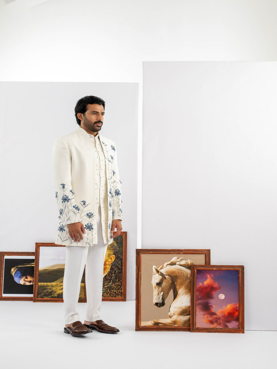 Blue Handpainted flower style open Indo – Image 2