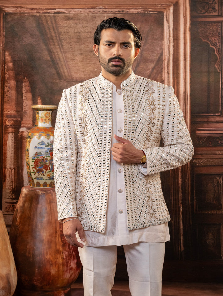 peach indo with machine embroidery