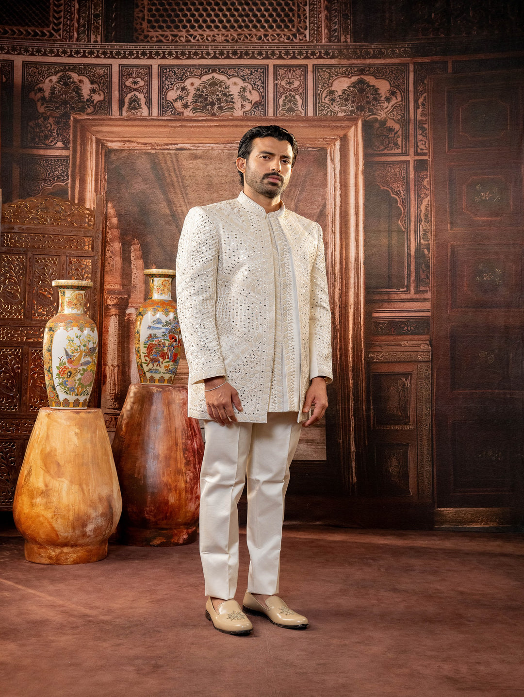 peach indo with machine embroidery – Image 2