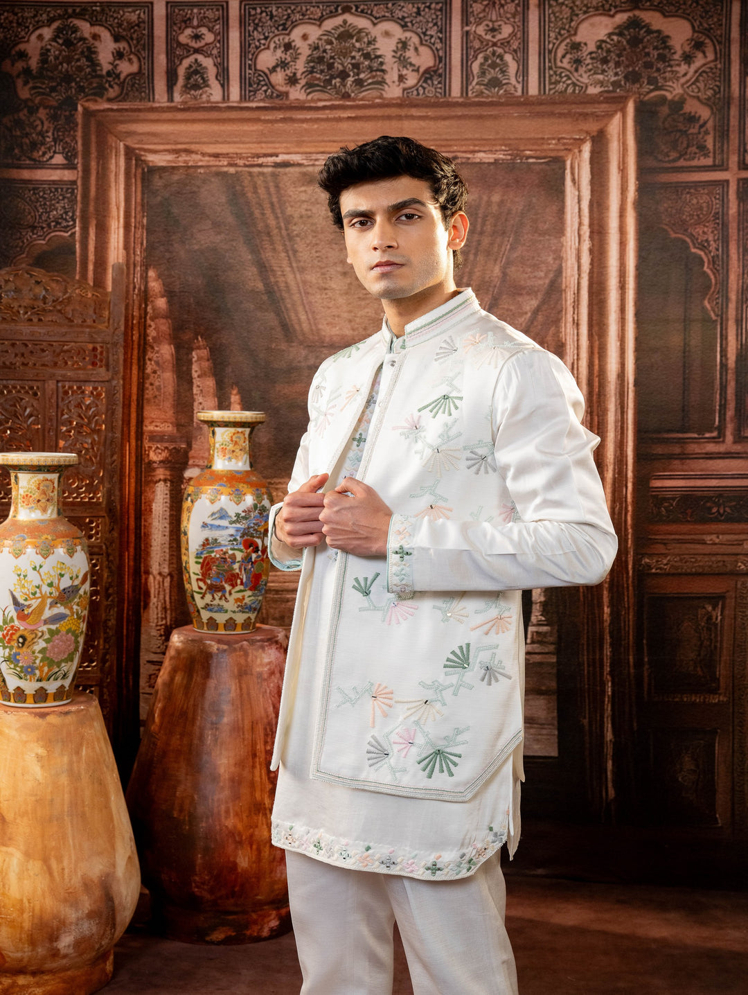 white Silk koti set – Image 5