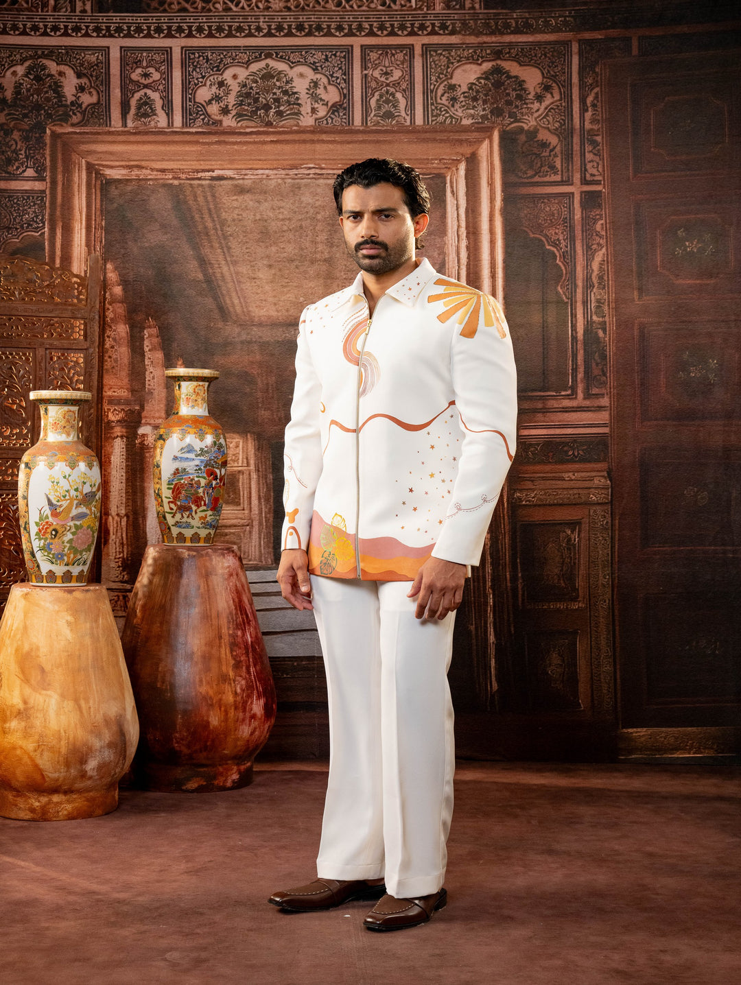 Handpainted wave style bomber jacket