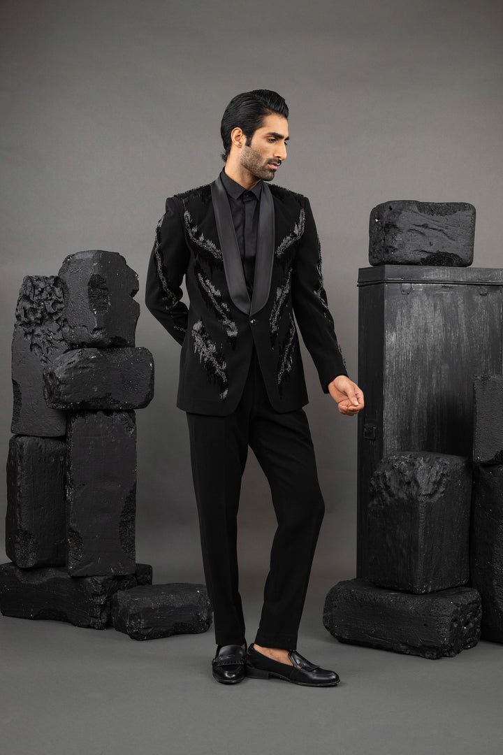 Black tuxedo with hand embroidery