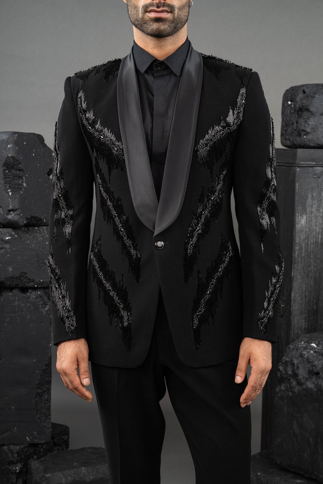 Black tuxedo with hand embroidery – Image 8