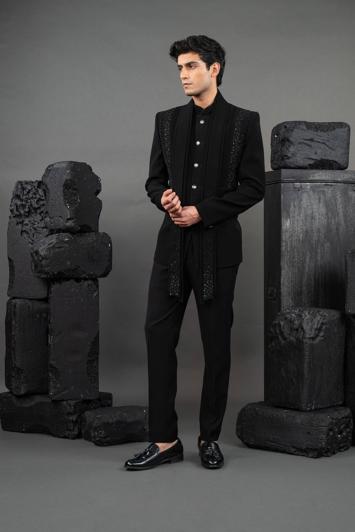 black  hand work embroidery