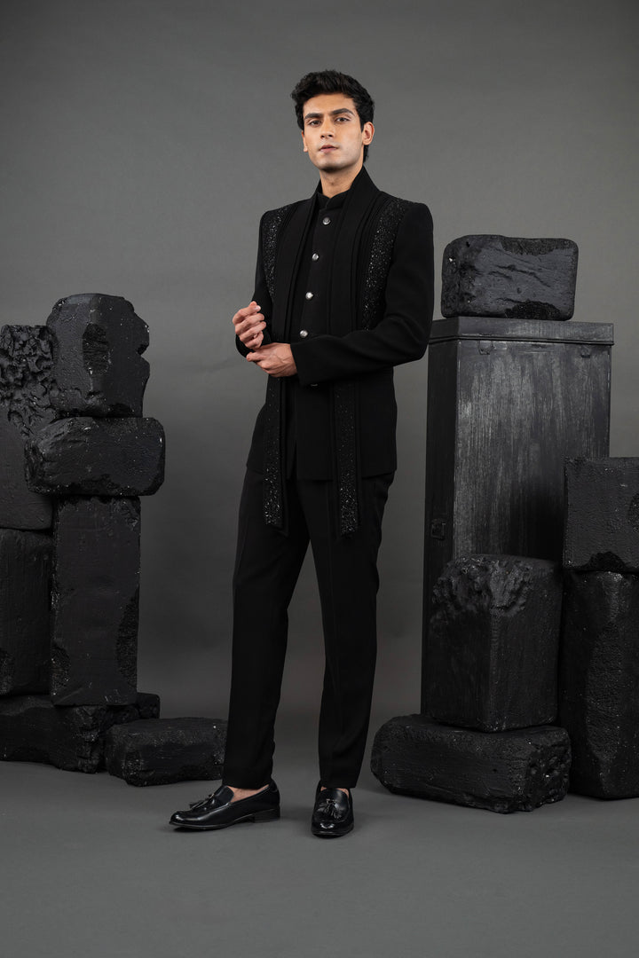 black  hand work embroidery