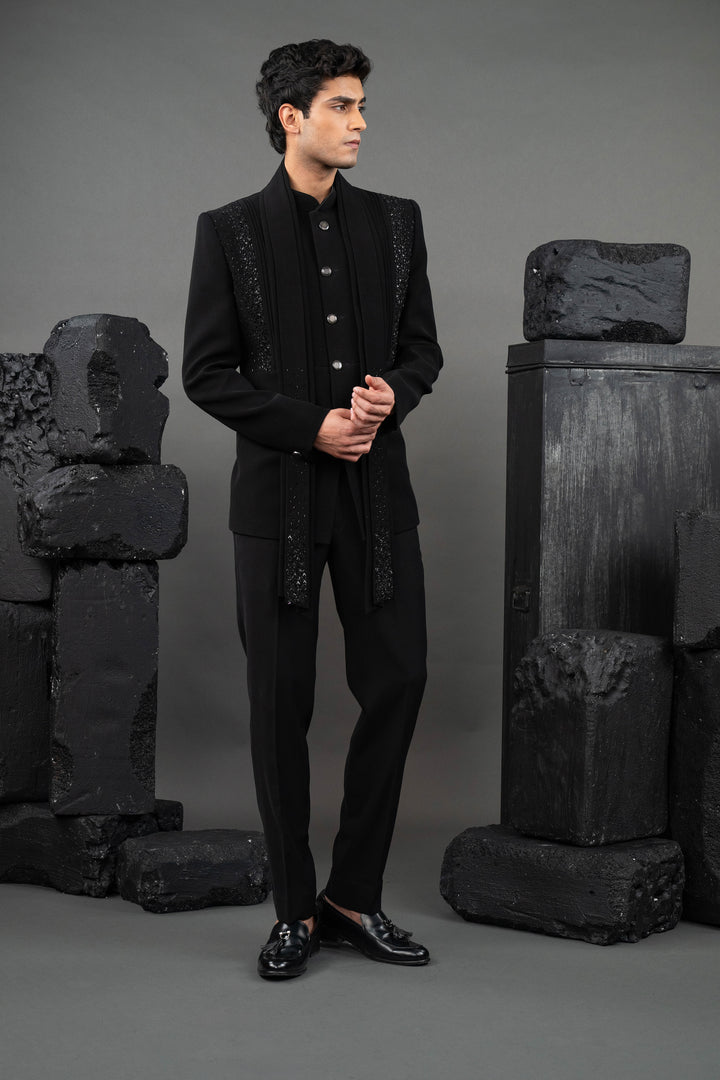 black  hand work embroidery