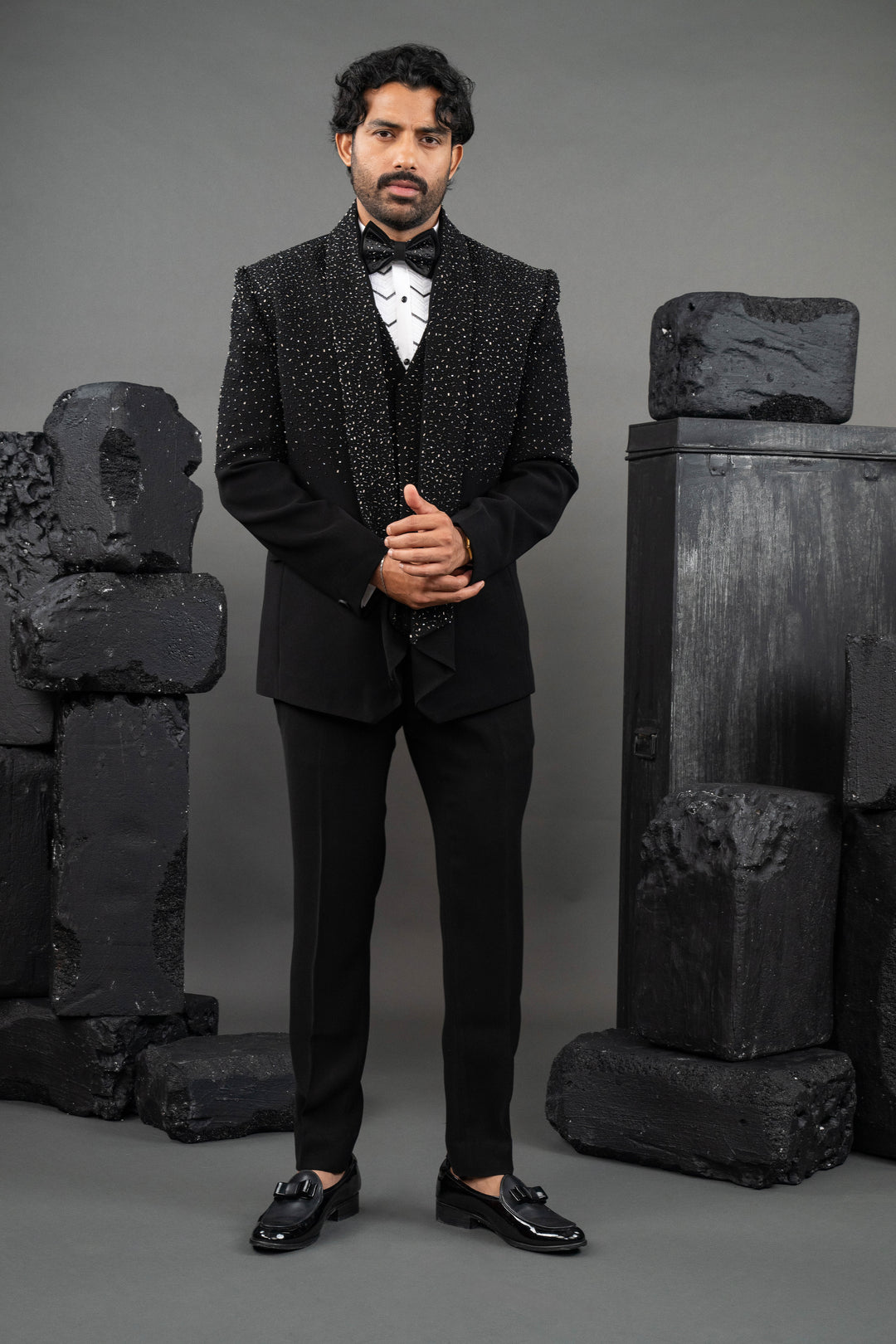 Black All Bead Hand Sewn Tuxedo – Image 3
