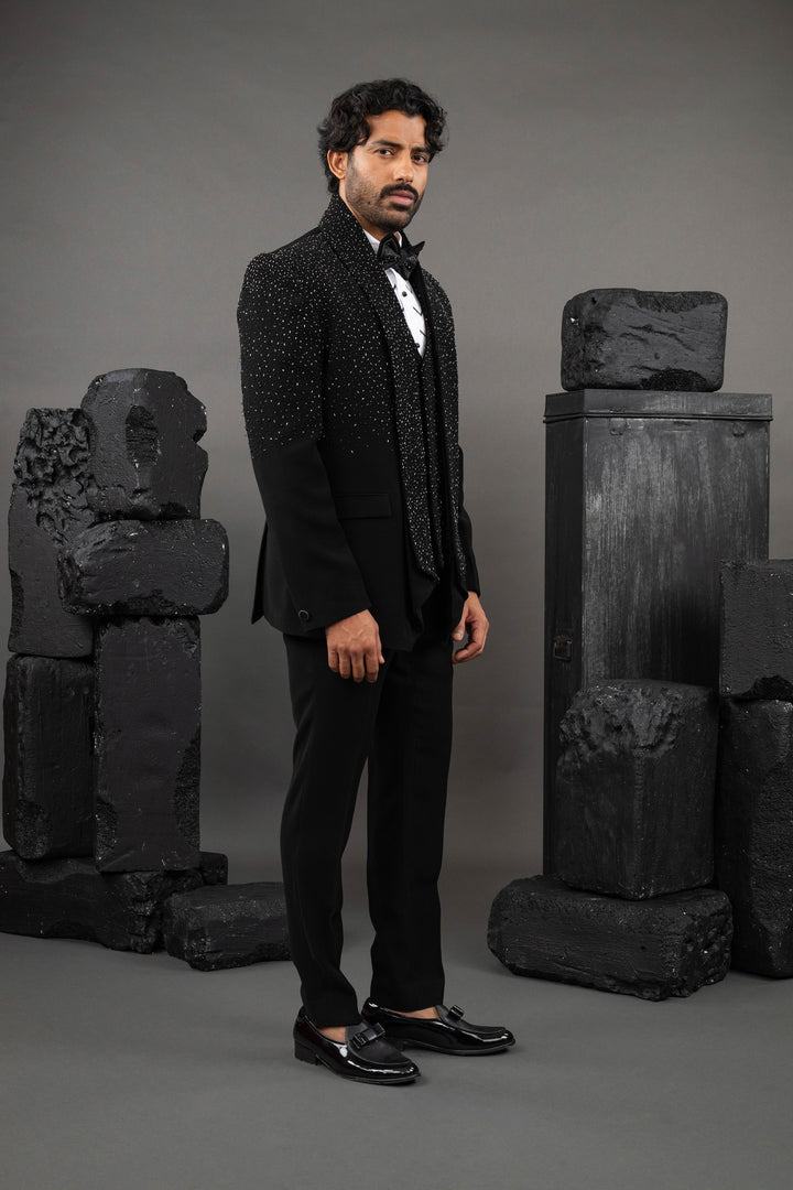 Black All Bead Hand Sewn Tuxedo