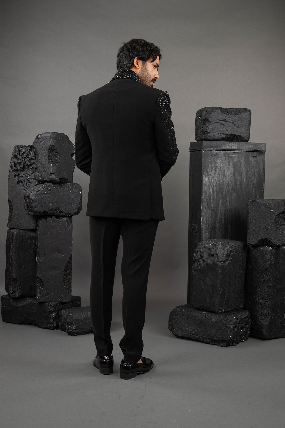 Black All Bead Hand Sewn Tuxedo – Image 2