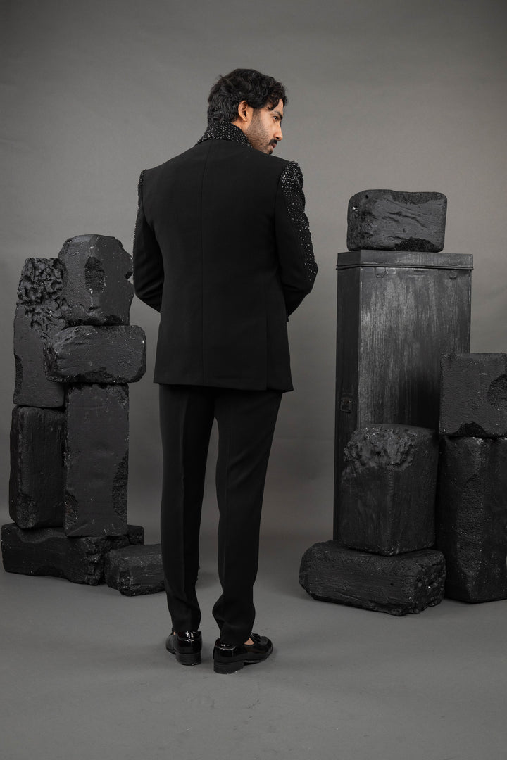 Black All Bead Hand Sewn Tuxedo