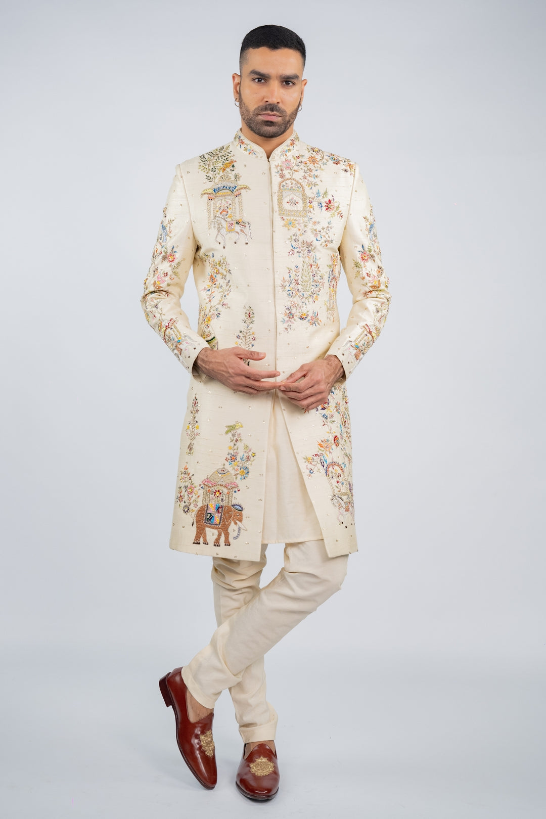 Antique White Glimmer Sherwani