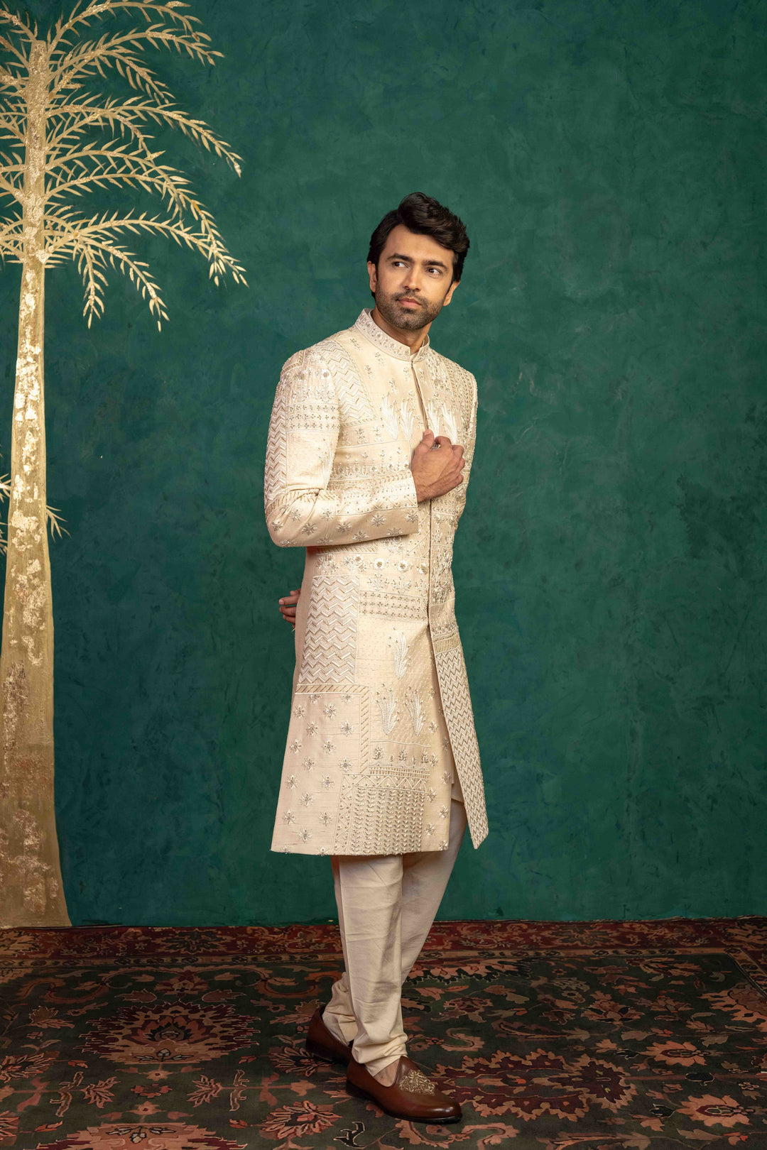 BEIGE SHRWANI – Image 14