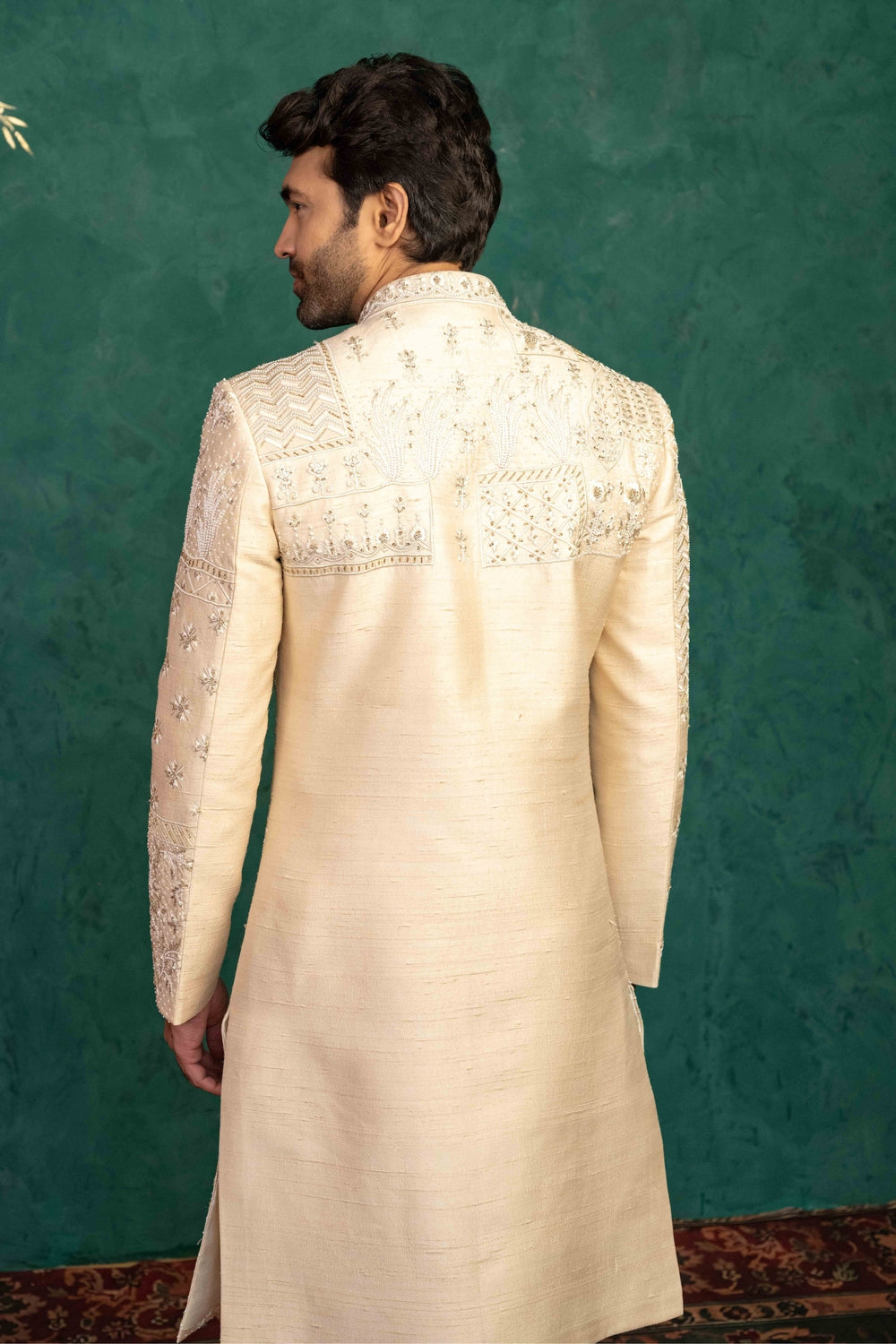 Beige Silk  Sherwani