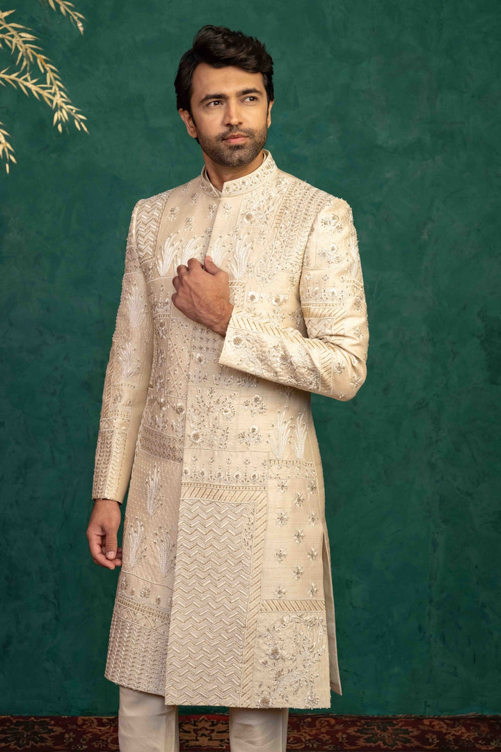 Beige Silk  Sherwani