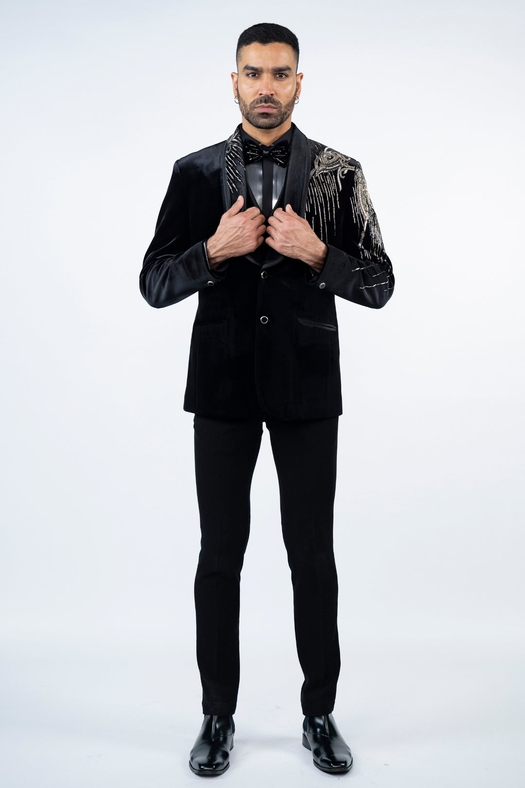 Black Velvet Eagle Embroidered Tuxedo