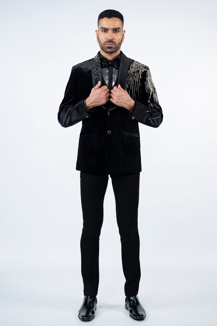 Black Velvet Eagle Embroidered Tuxedo