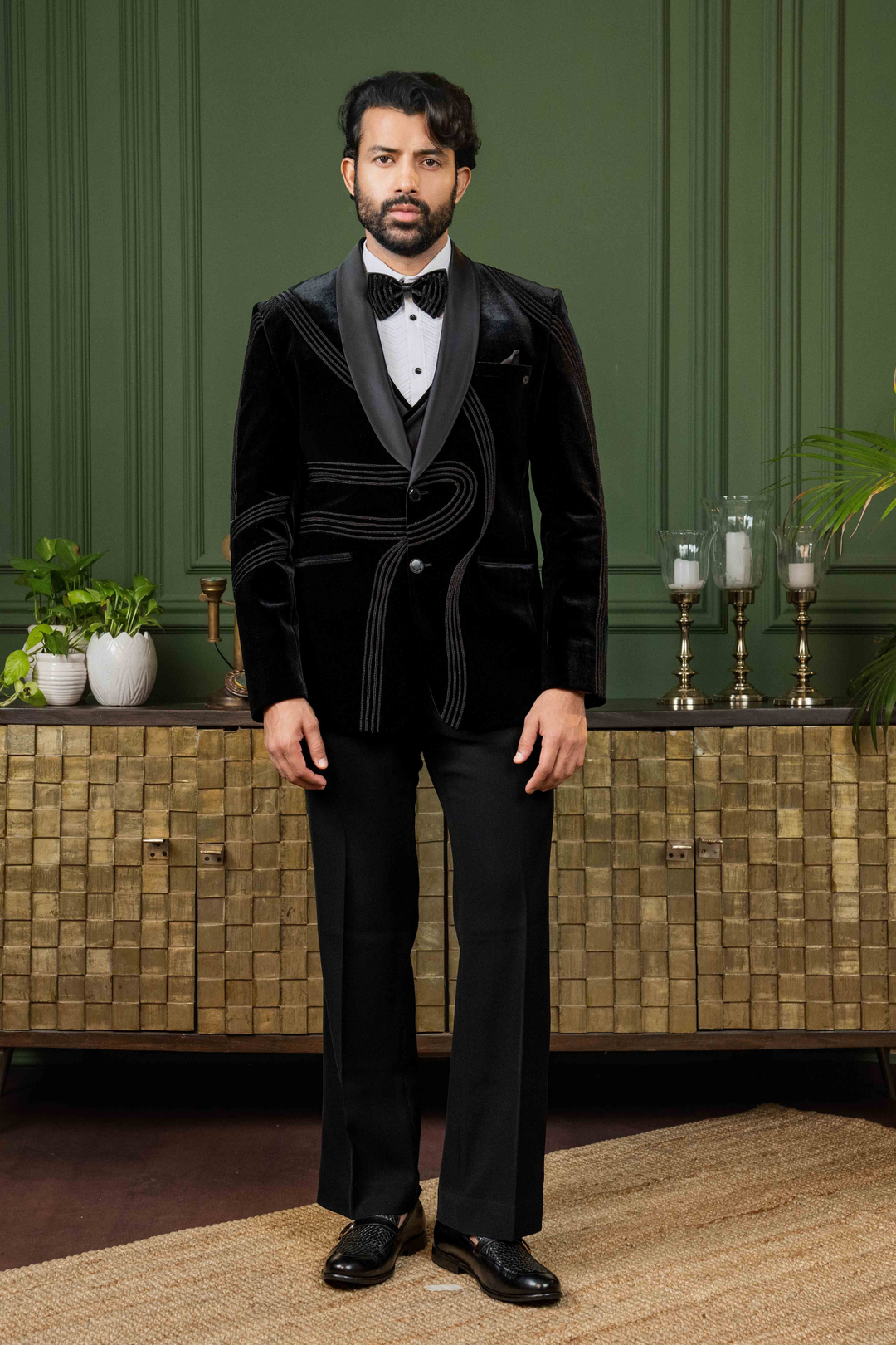 Black - Pearl Strips - Silk Velvet - Tuxedo – Image 3