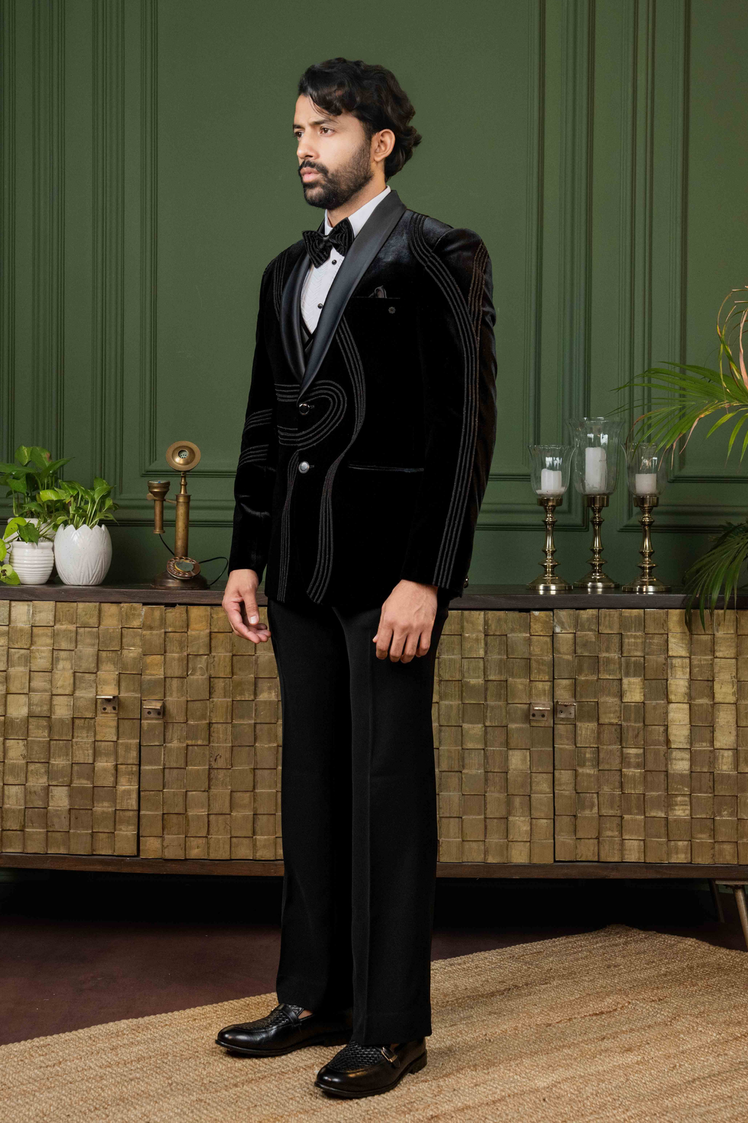 Black - Pearl Strips - Silk Velvet - Tuxedo – Image 5