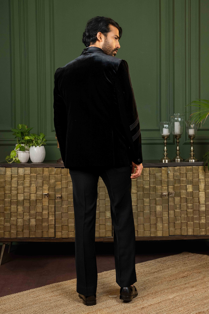 Black - Pearl Strips - Silk Velvet - Tuxedo