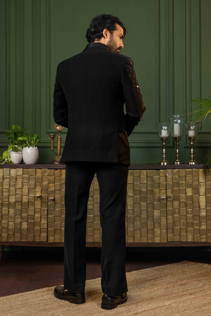Black - Pearls & Sequins - Polyester Lycra - Tuxedo