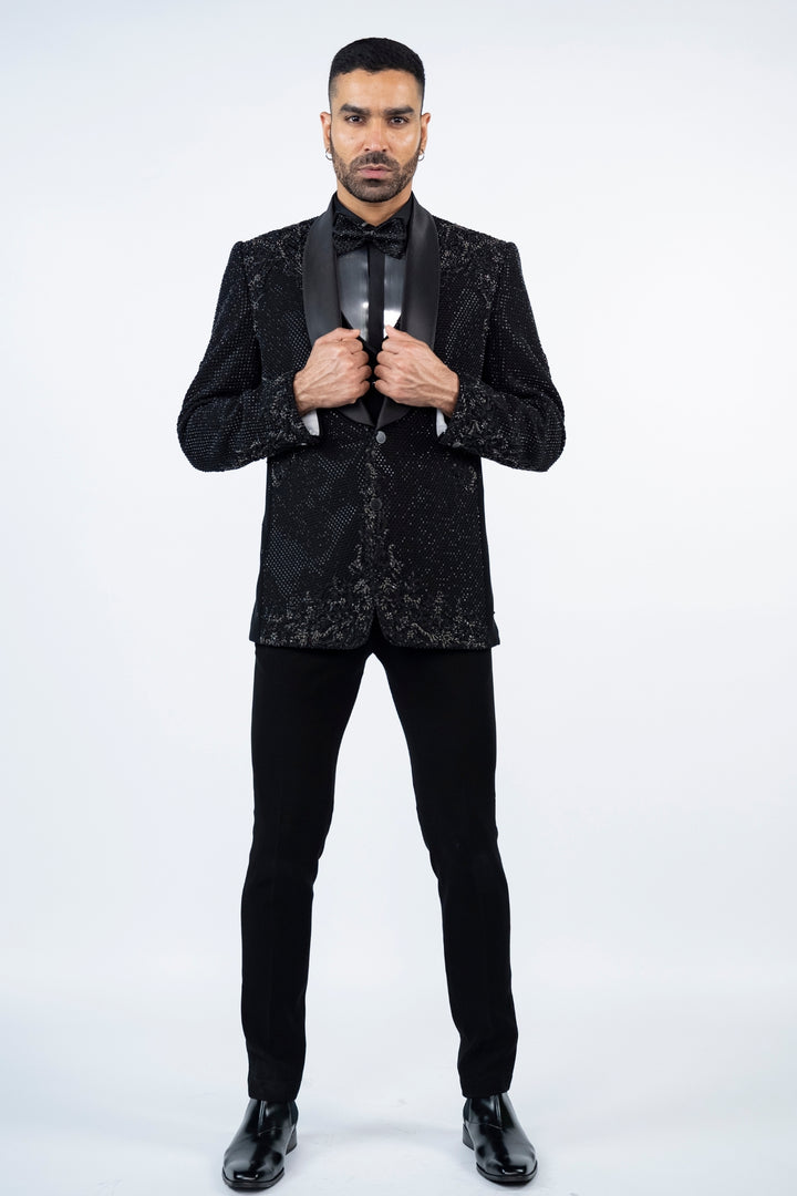 Black All Over Embroidered Tuxedo