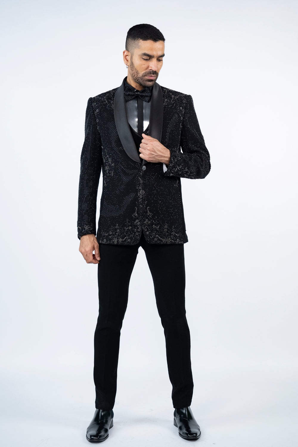 Black All Over Embroidered Tuxedo