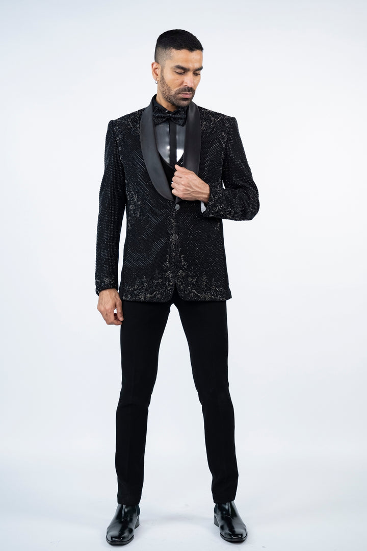 Black All Over Embroidered Tuxedo