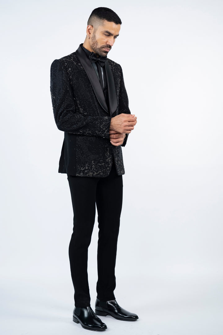 Black All Over Embroidered Tuxedo