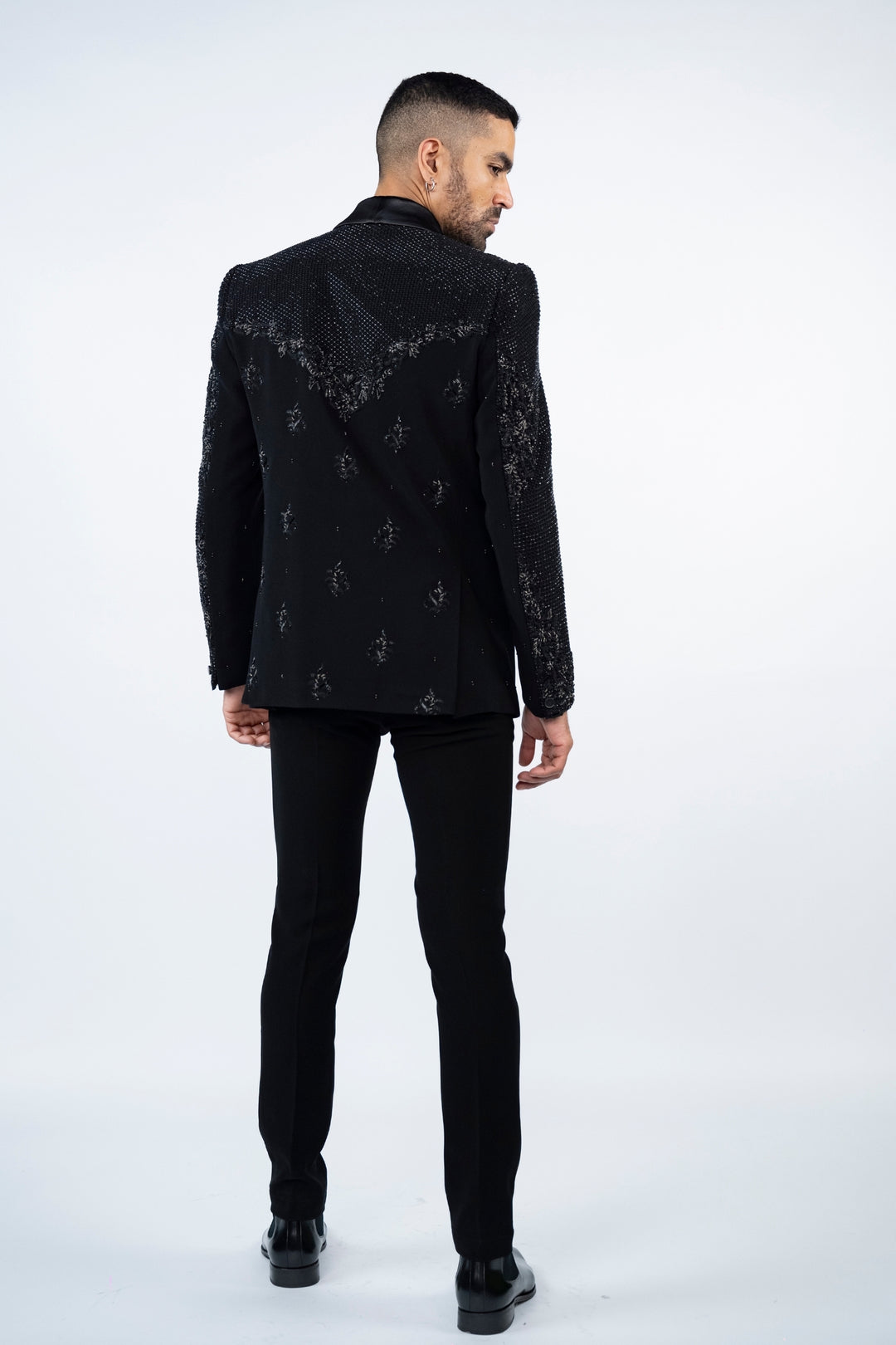 Black All Over Embroidered Tuxedo – Image 2