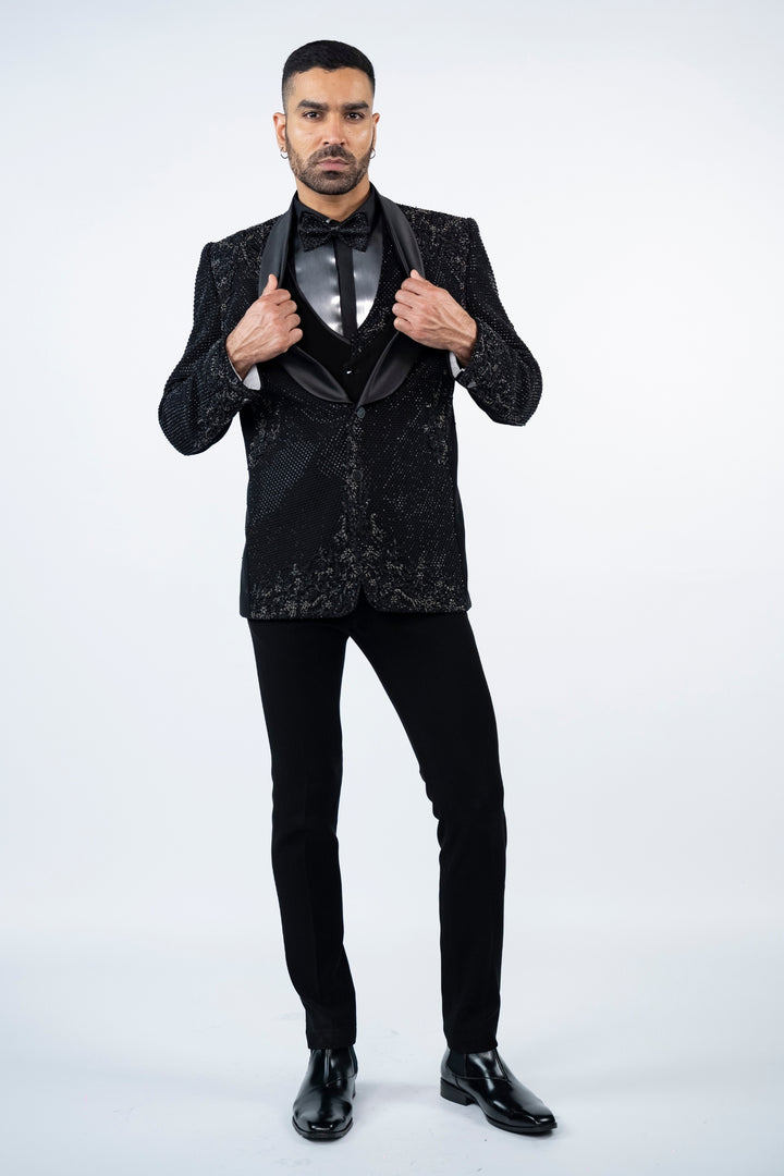 Black All Over Embroidered Tuxedo