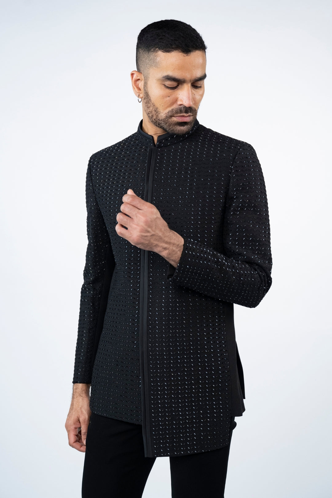 Black Asymmetrical Jodhpuri – Image 3