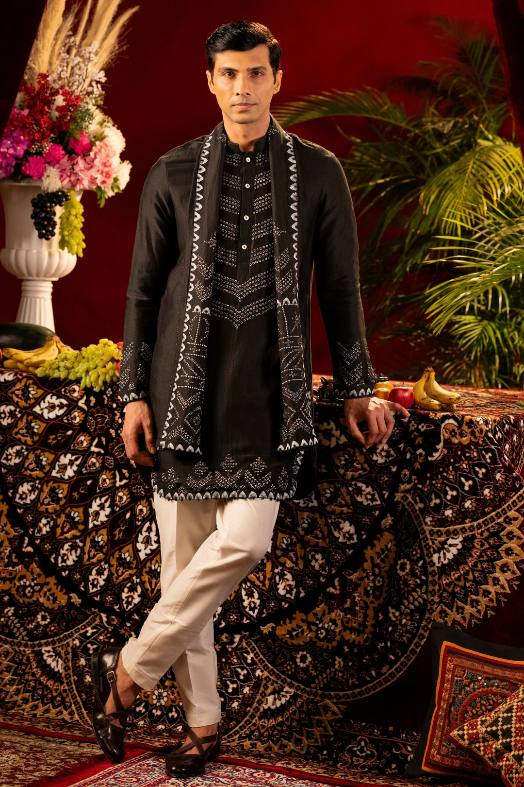 Black Bandhani-Inspired Kurta Set