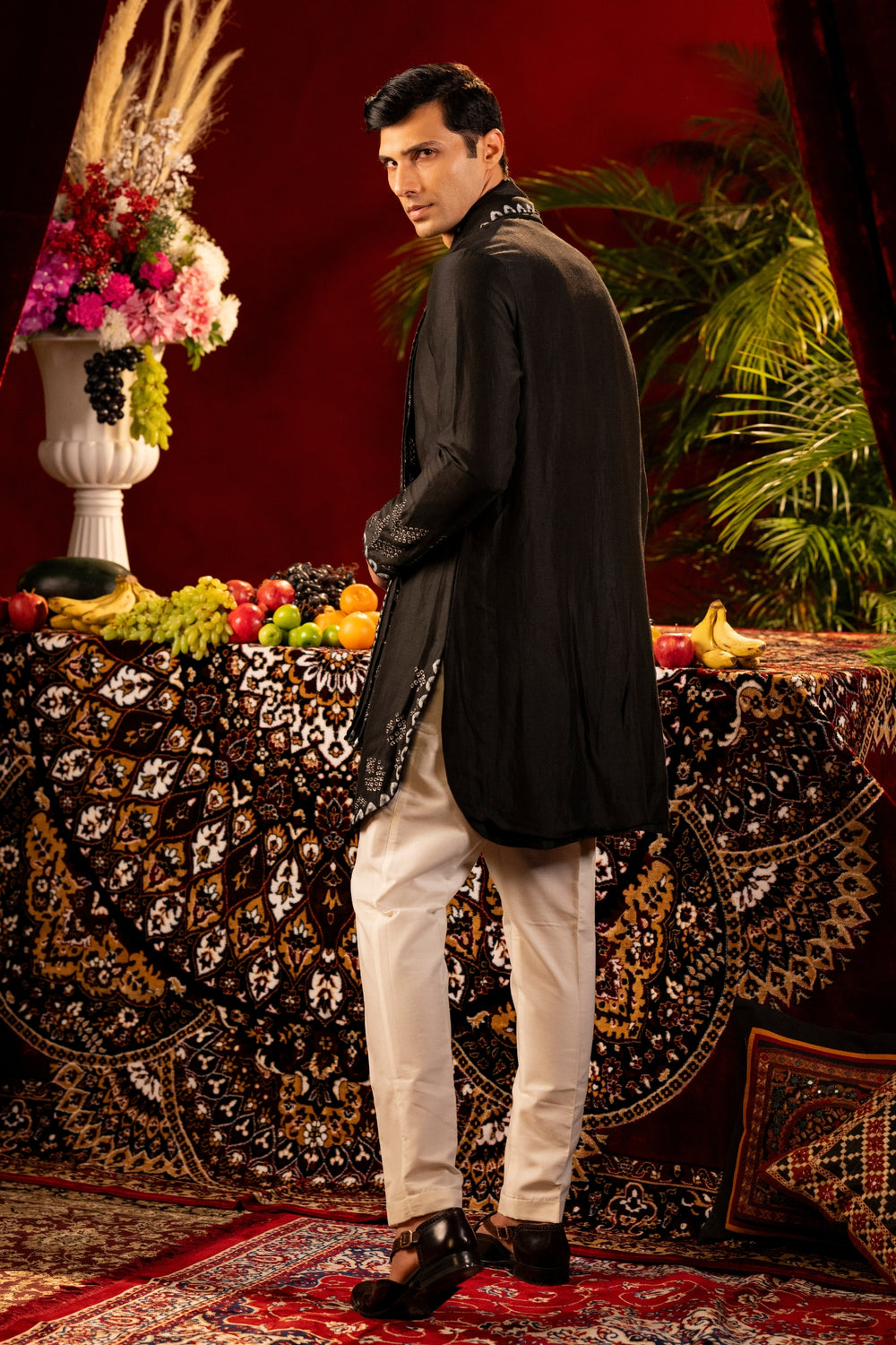 Black Bandhani-Inspired Kurta Set