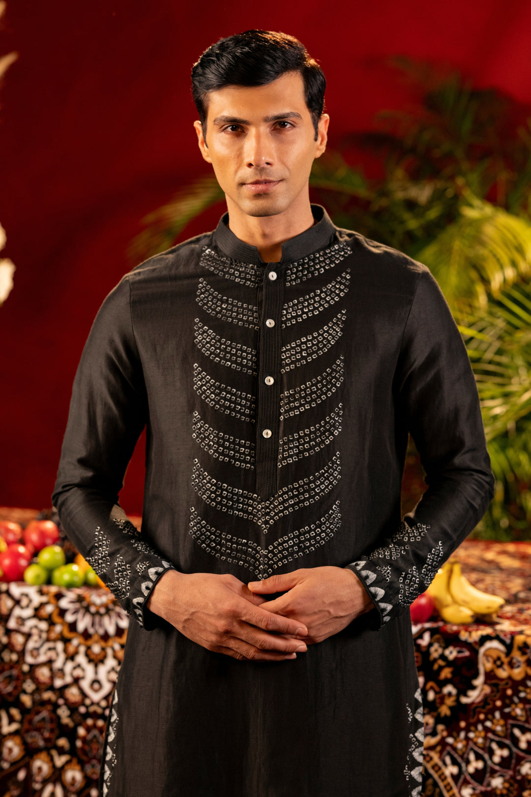 Black Bandhani-Inspired Kurta Set – Image 5