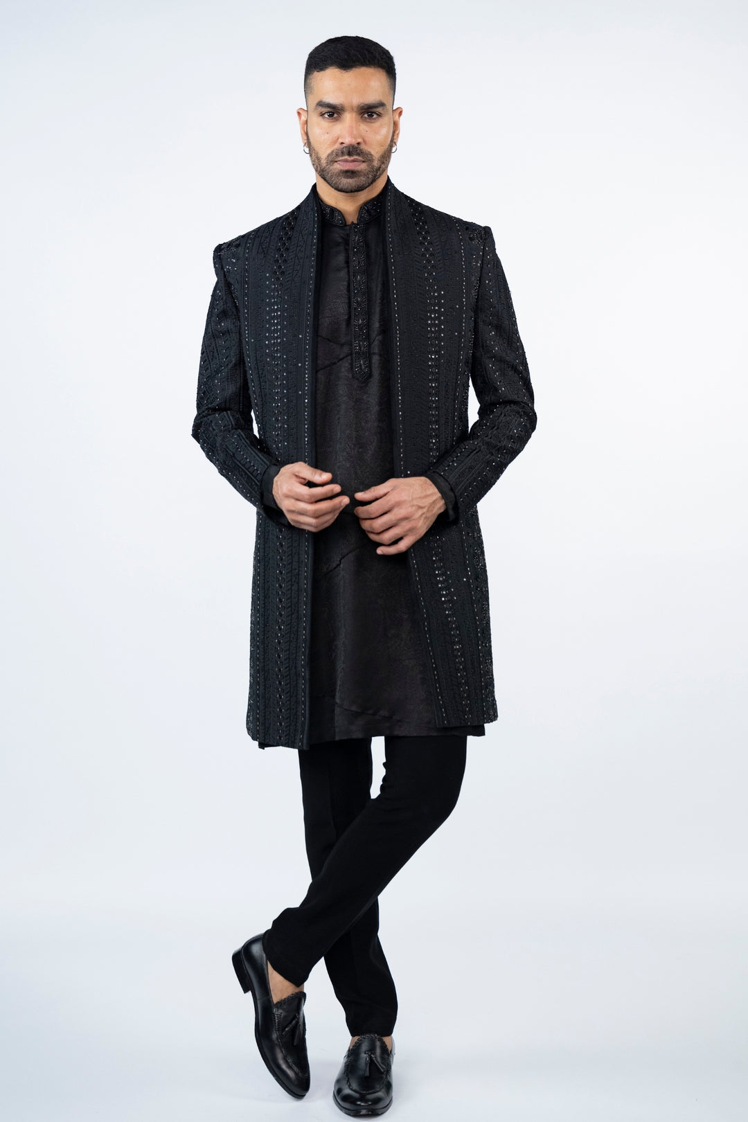 Black Front Open Indo-Western – Image 1
