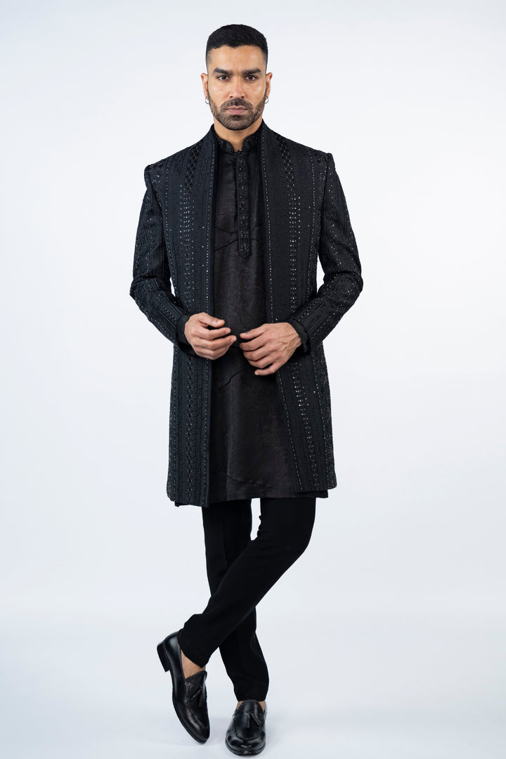 Black Front Open Indo-Western