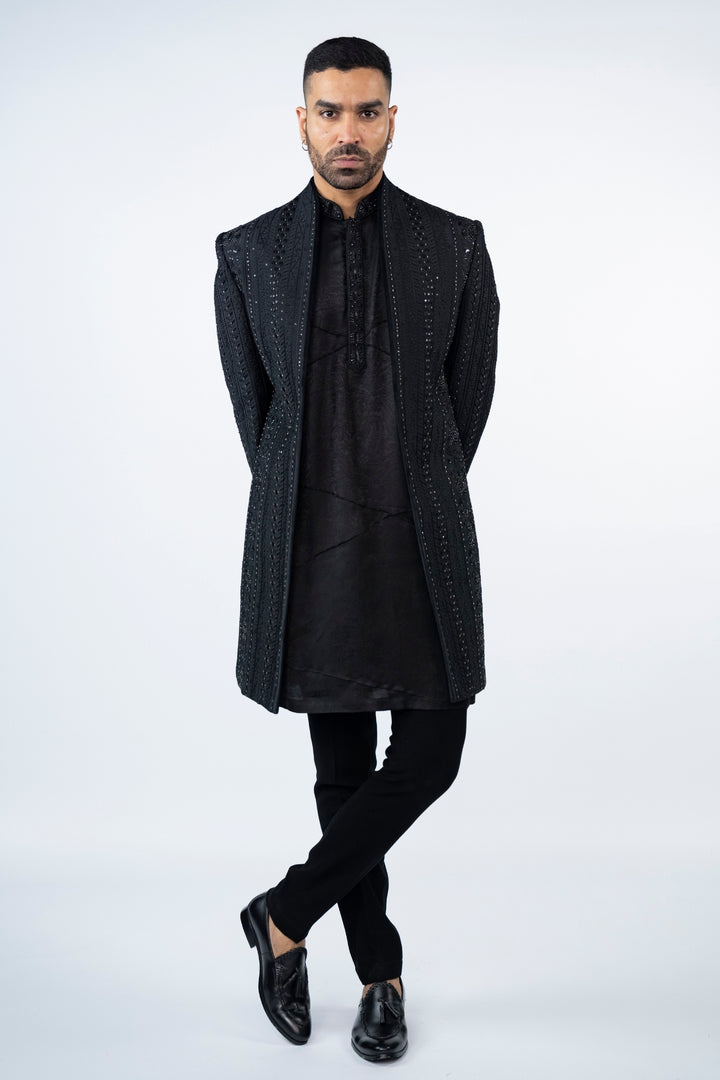 Black Front Open Indo-Western