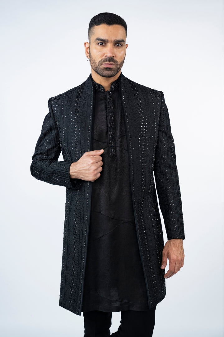 Black Front Open Indo-Western