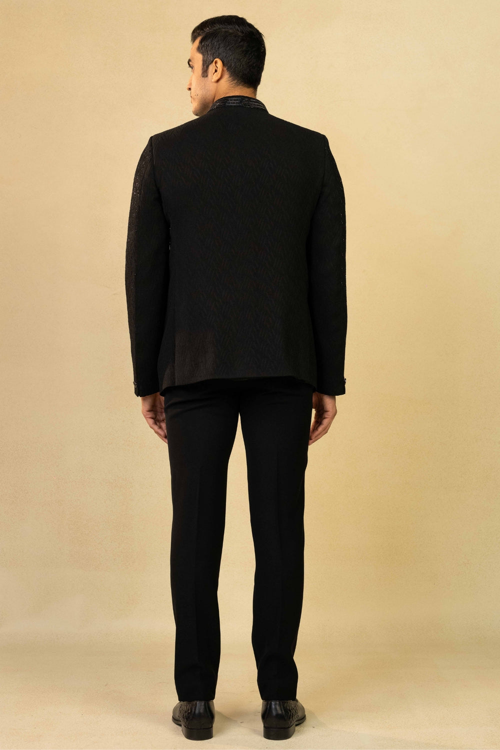 Black Jacquard Jodhpuri with Cut Dana Work