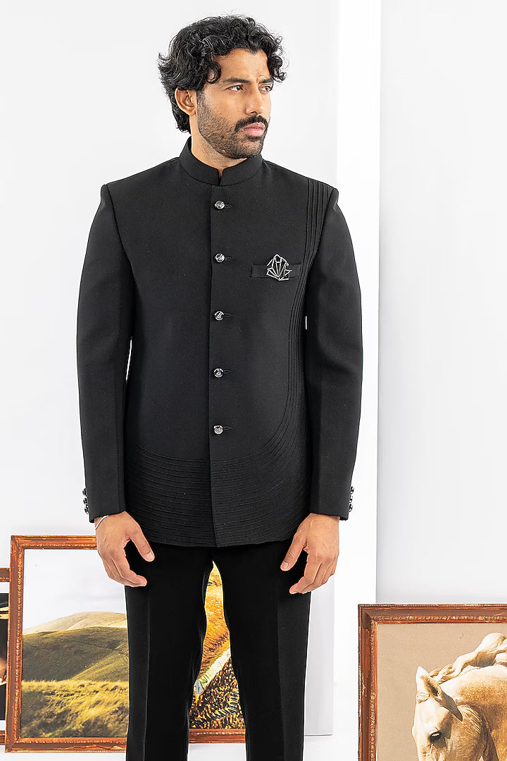 Black Japanese Fabric Jodhpuri Set – Image 3