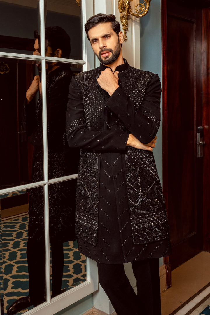 Black Layered-Indo-Western
