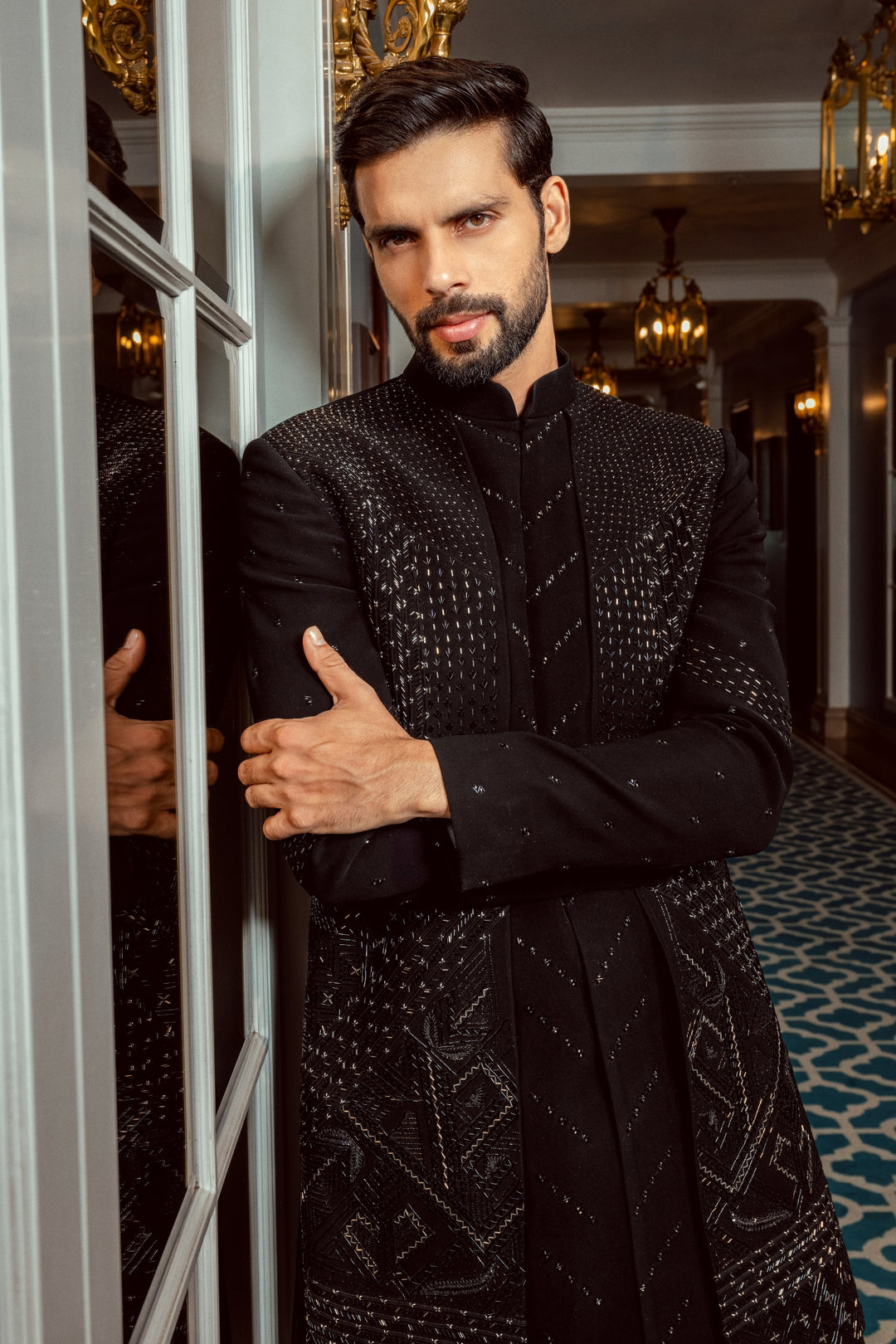Black Layered-Indo-Western