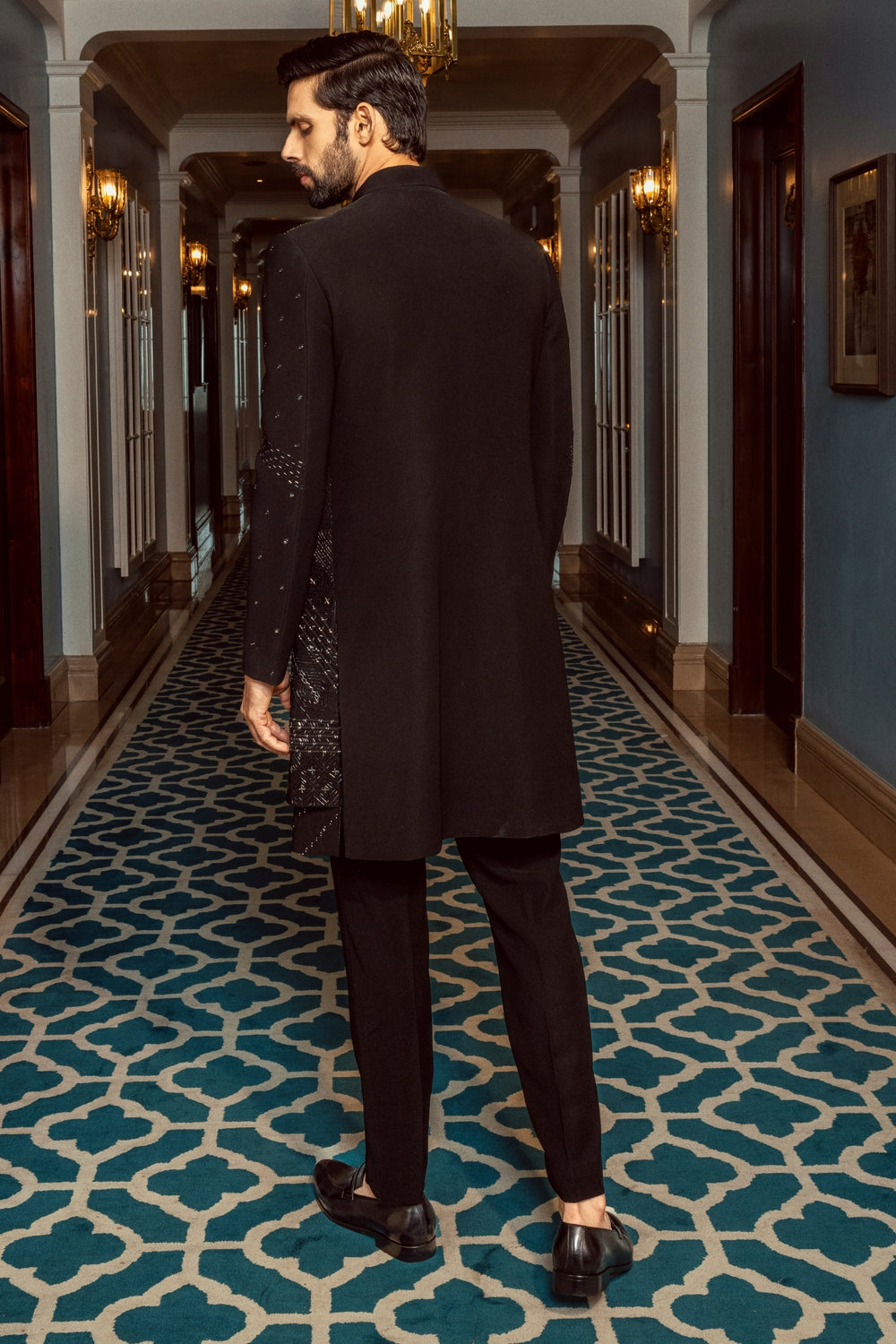 Black Layered-Indo-Western