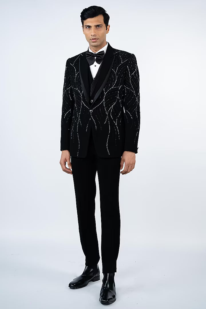 Black Layered Lapel Tuxedo