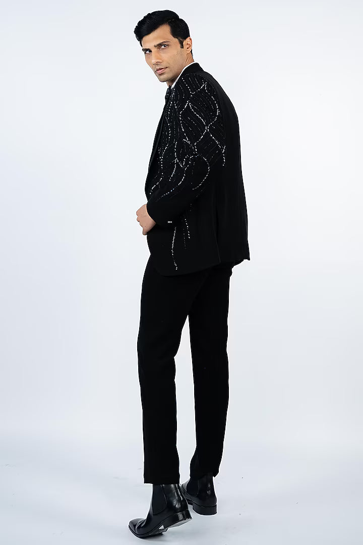 Black Layered Lapel Tuxedo
